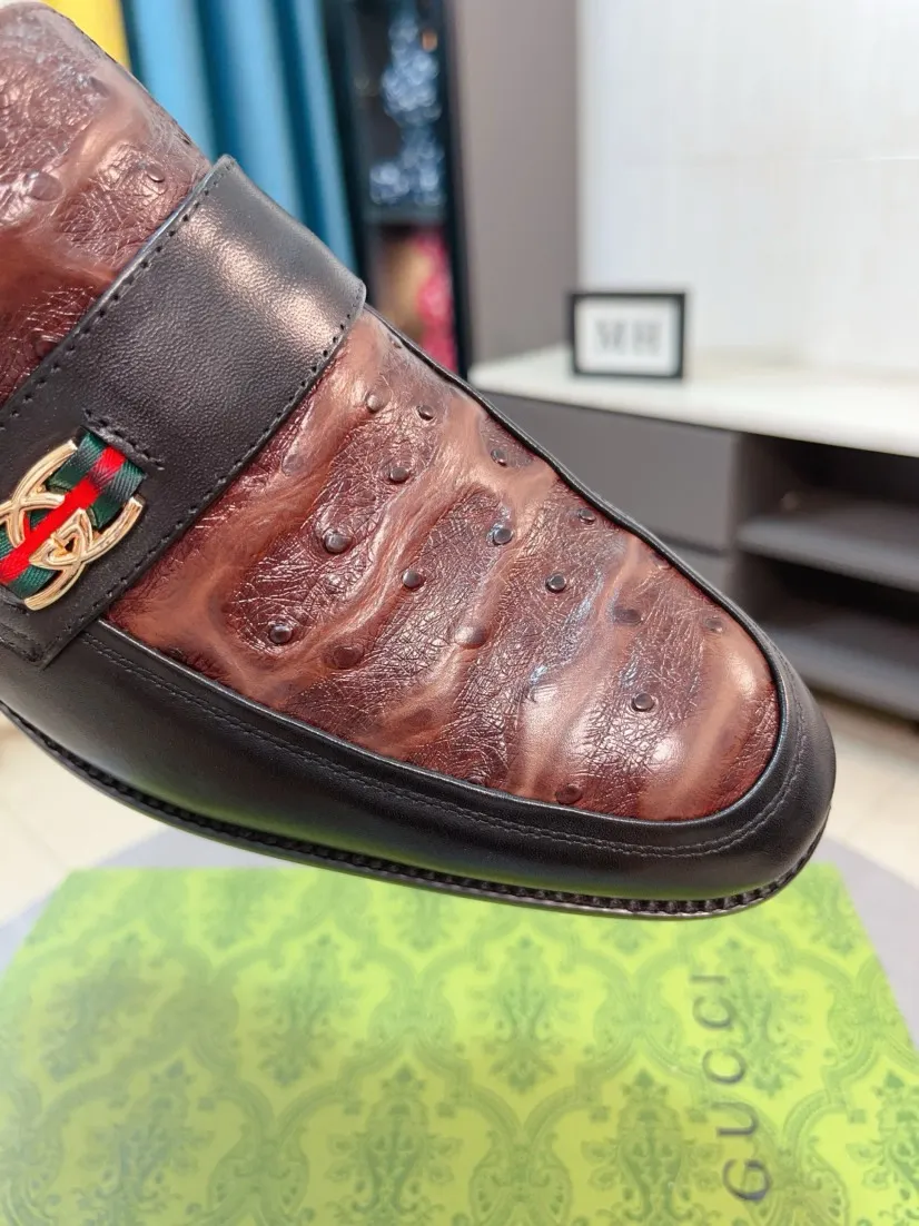Men's shoes 💰500🌹🌹[GUCCI Gucci] A new style of formal men's leather shoes is coming ~ The original quality upper is made of Italian cowhide➕The leather is soft and delicate, comfortable and soft. The top layer of genuine leather, rubber wear-resistant outsole, the shoe shape is dignified and domineering, and the luxury charm is not concealed! The natural and free nouveau riche leads the trend. Code number: 38-44